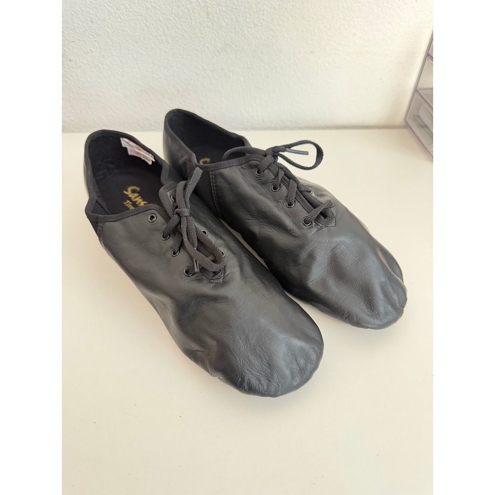 Sansha Tivoli Black Leather Split Sole Jazz Dance Shoes 19 M FR Duval Lace Up